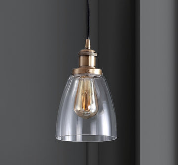 Cleo 5.5" Adjustable Metal/Glass LED Pendant - JONATHAN Y